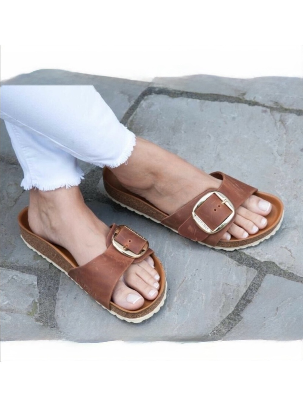 Birkenstock🍂🍁 Madrid Big Buckle
Oiled Leather sandals Cognac Sz 40 US9-9.5